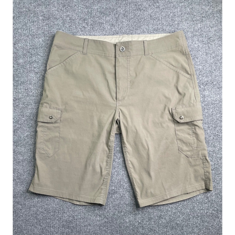 Kuhl Cargo Shorts Mens 36 Tan Khaki Nylon Blend Hiking Outdoor Tech